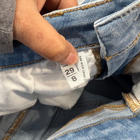 LOFT The Kick Crop Jeans Womens Size 8 Light Blue Cotton Stretch Raw Hem - Picture 10 of 14